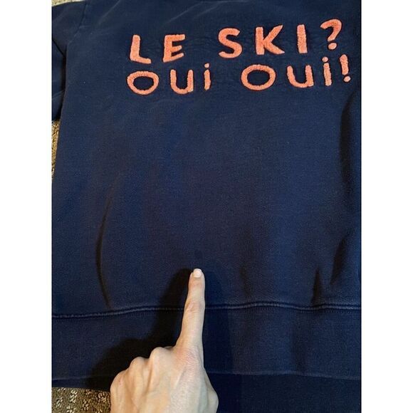 J Crew Sweatshirt Pullover Womens Medium Navy Blue Le Ski Oui Oui French Terry - Picture 8 of 8